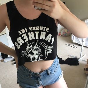 Black stussy Crop Top